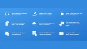 Diversas características do software médico Afya iClinic
