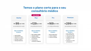 Print de tela mostrando os planos do Afya iClinic