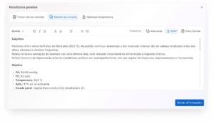 Como funciona a transcrição automática do Afya iClinic Assist? 1 Print de tela mostrando como é a transcrição automática do iClinic Assist