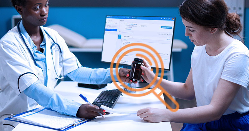 receita amarela medica e paciente em consulta