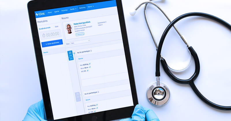 organizador de prontuarios software medico no tablet